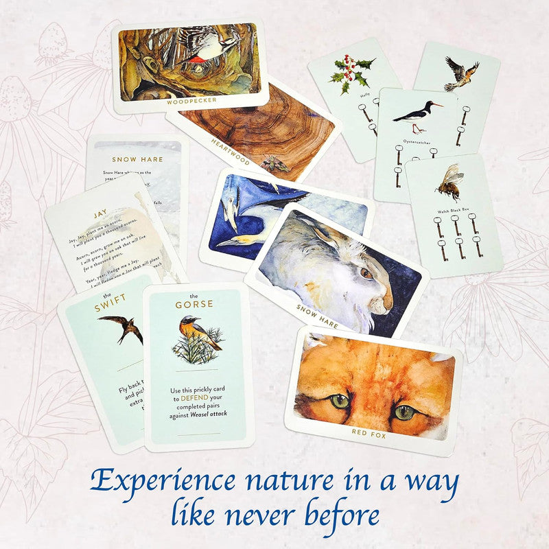 Laid-out gameplay scene of The Lost Spells Card Game cards in mid-play