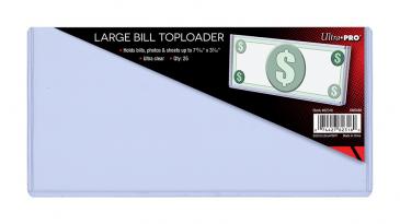 Ultra Pro: UP82316 7-13/16 x 3-7/16 Large Bill Toploader 25ct - Good Games
