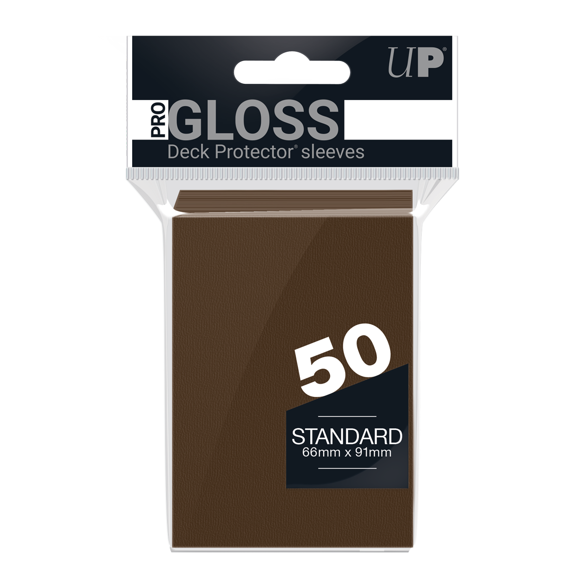 Pack of 50 brown PRO GLOSS Standard Deck Protector sleeves 66x91mm