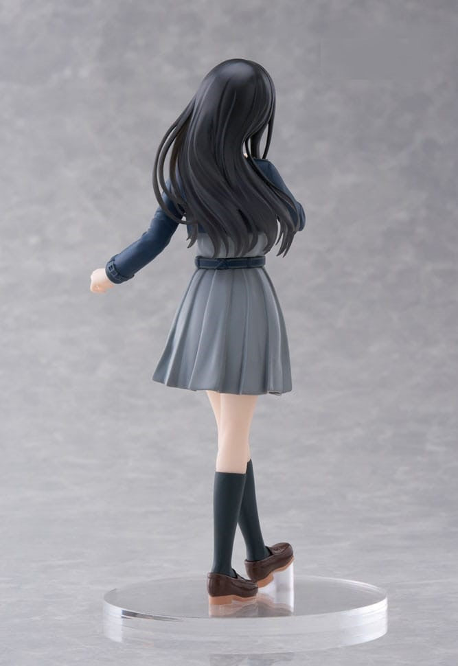 Rear view of Takina figure showing long hair and outfit from behind