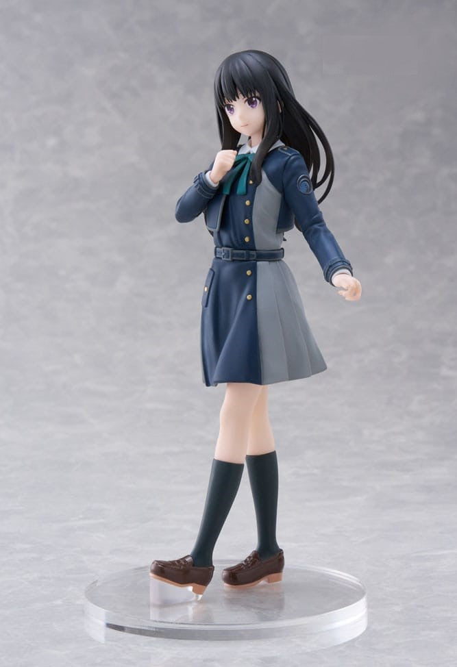 Side profile of Takina Inoue figure in uniform highlighting calm demeanor