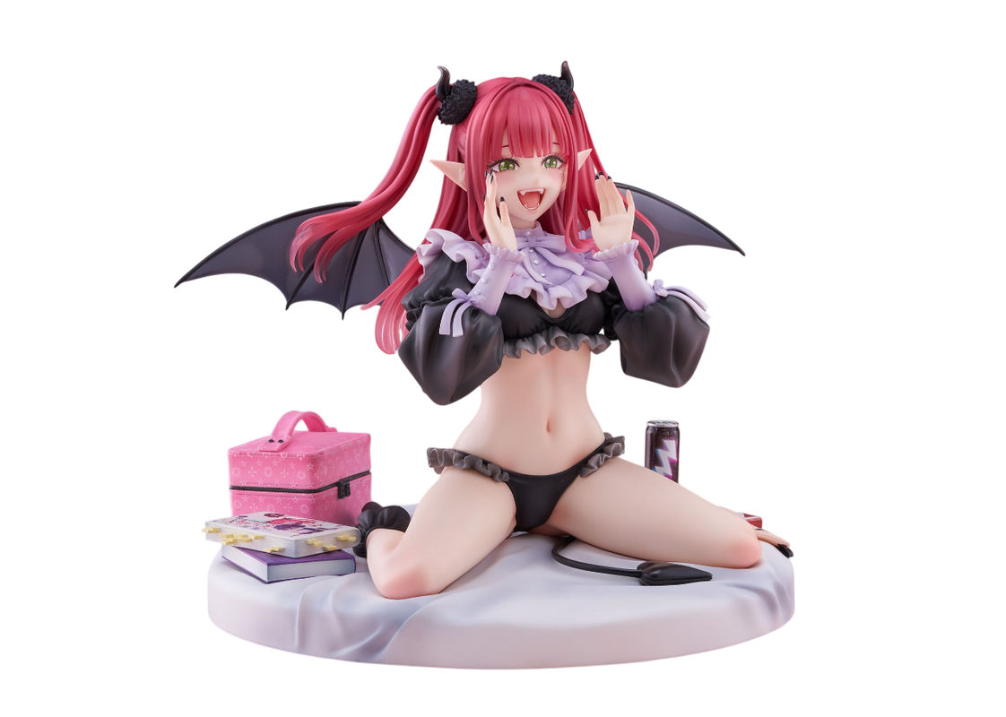 Taito Spiritale My Dress-Up Darling Marin Kitagawa Liz Version figure with bat wings, horns, and fangs, kneeling excitedly on a bed