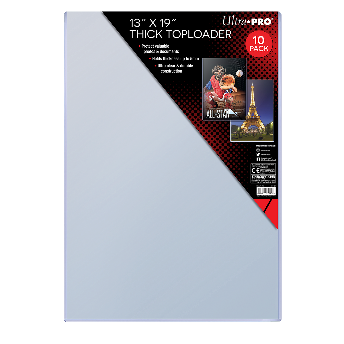 Ultra PRO 13x19" Thick Toploader 10-pack for protecting photos and documents