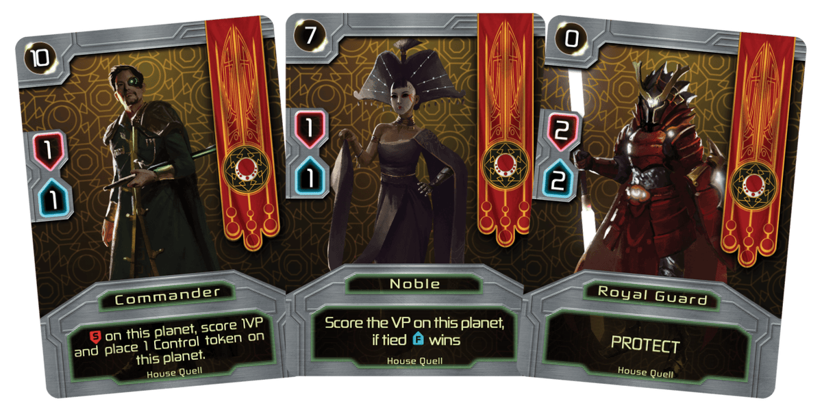 Close-up of Imperius cards laid out during gameplay