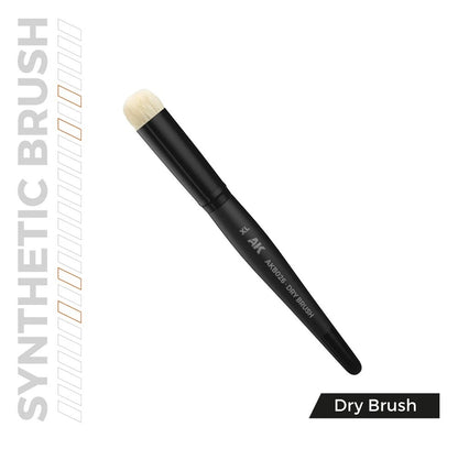 Black synthetic dry brush (AKB026) for modeling, featuring a dense, light-colored round head