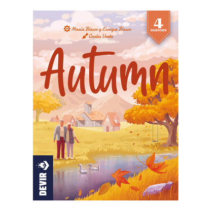 Devir: Autumn game box ront view featuring minimalist autumn leaf design