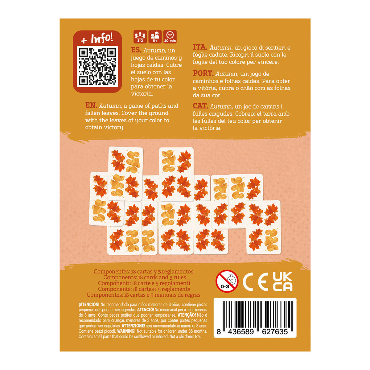 Devir: Autumn game box back view with details and cards showcasing