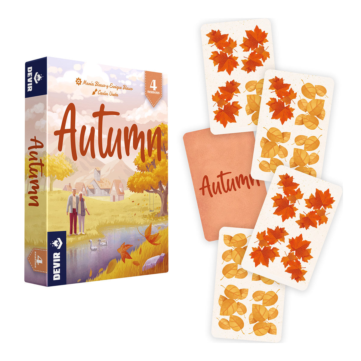Close-up of Autumn cards showcasing colorful leaf illustrations
