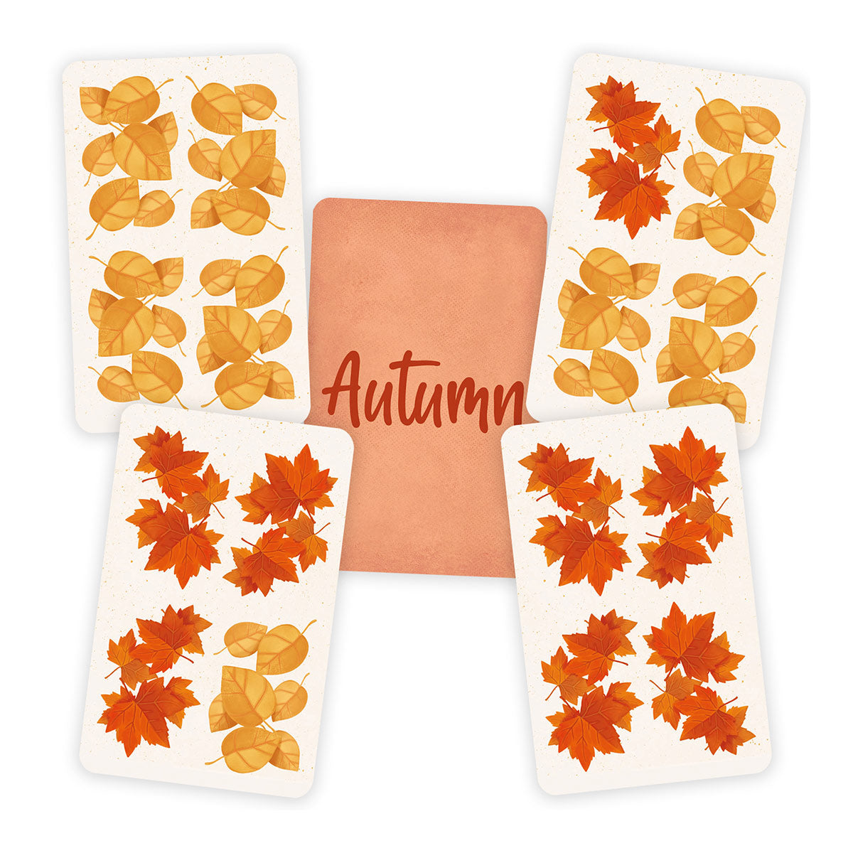 Devir: Autumn game setup with leafe cards spread