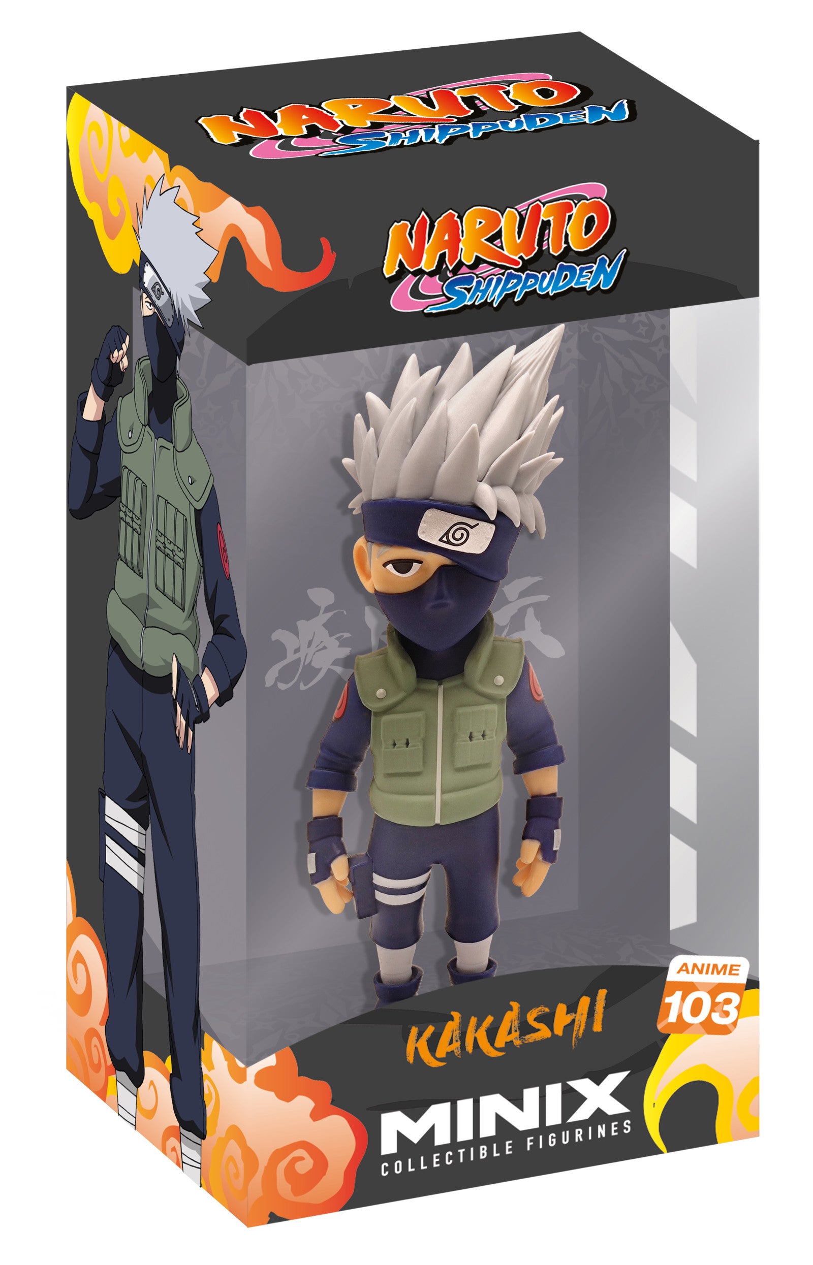 Front view of Kakashi Hatake figure in full ninja gear with visible Sharingan eye and masked lower face