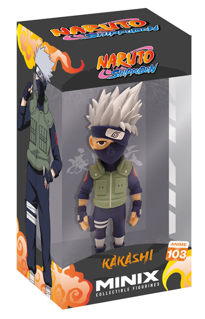 Front view of Kakashi Hatake figure in full ninja gear with visible Sharingan eye and masked lower face