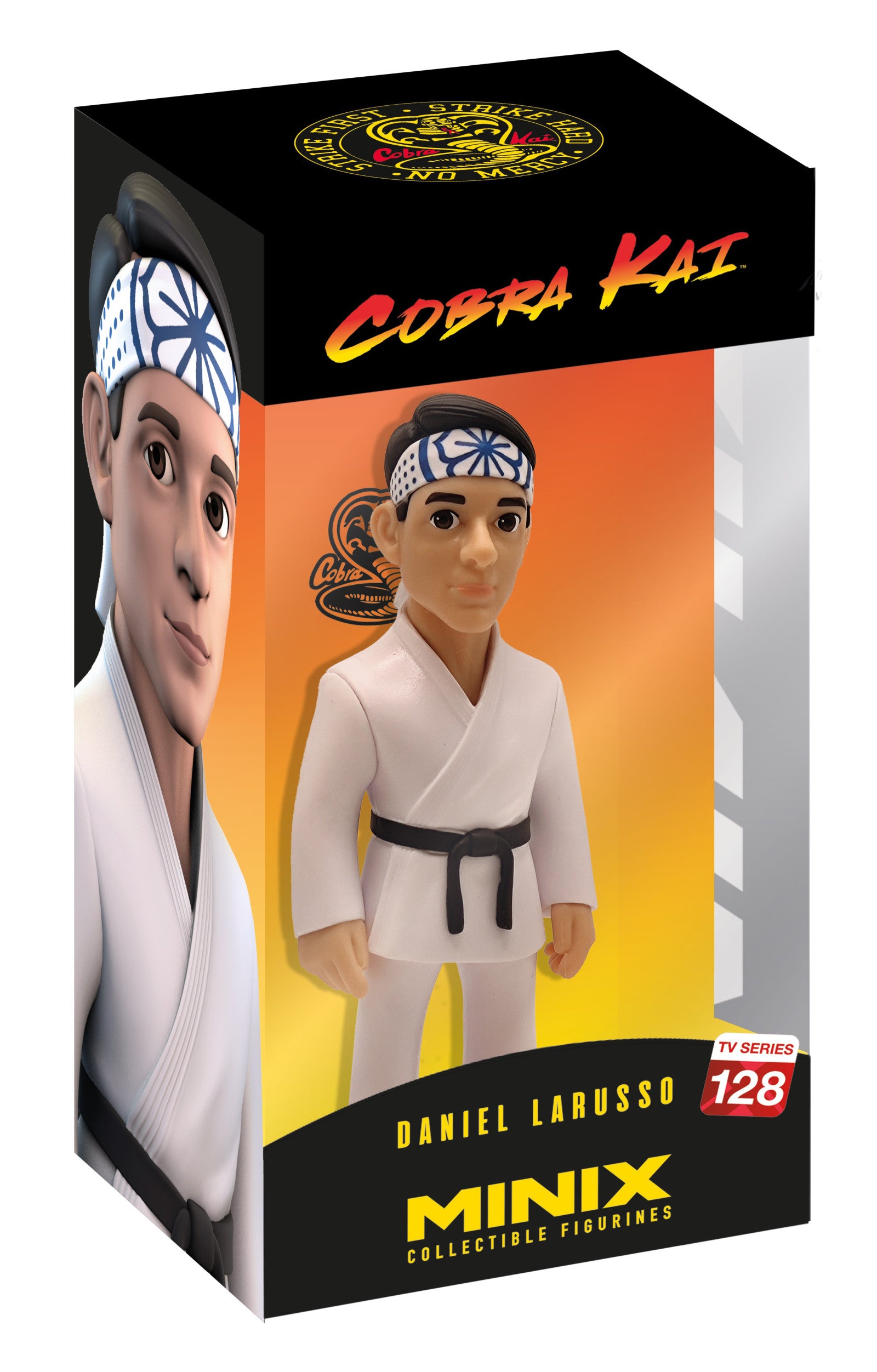 MINIX Cobra Kai Daniel LaRusso figure packaging box, wearing white karate gi and black belt