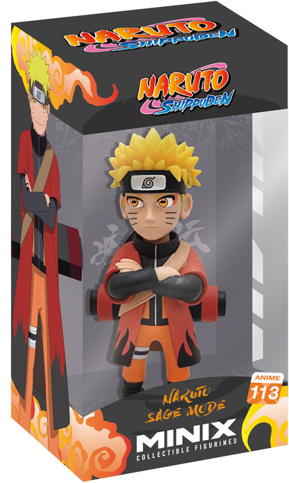 Front view of Naruto in iconic orange outfit with white flowing cape, blue headband, and smiling expression