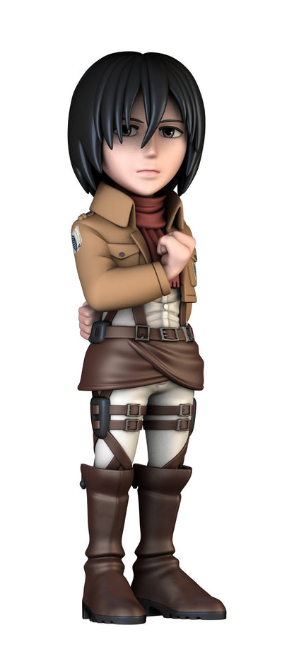 Figure inside branded box with Attack on Titan logo and Mikasa's image