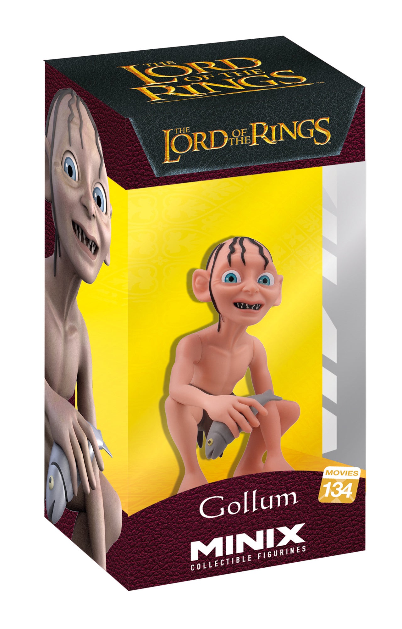 Front view of Gollum crouched low with large eyes, hunched posture, and loincloth