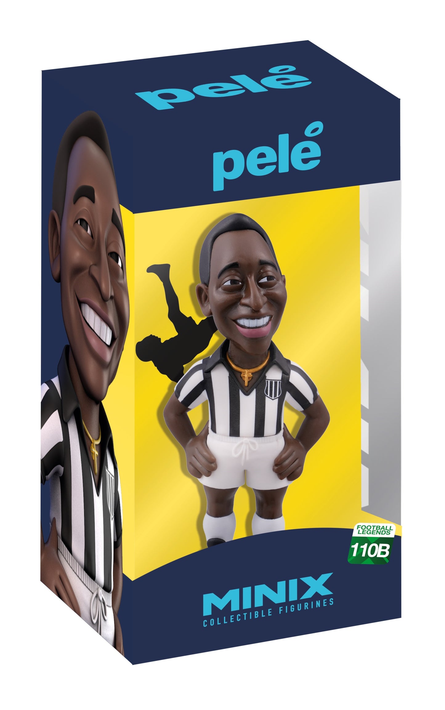 Front view of Minix Santos Pelé 110B figure in football uniform
