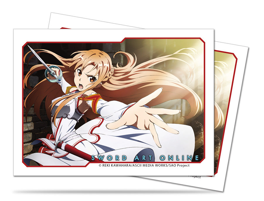 Anime art card of Asuna from Sword Art Online lunging with a rapier and outstretched hand