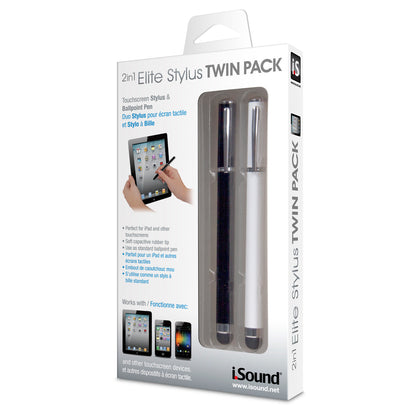 iSound - Touch Screen Elite Stylus Twin Pack Set - Black/White - Good Games