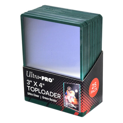 Ultra Pro UP84916 Green Border Toploader 25-Piece Set 3" x 4" - Good Games