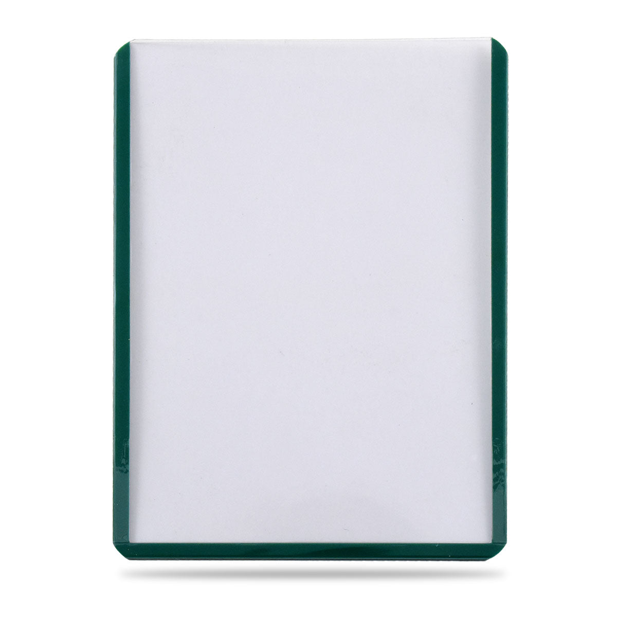 Rectangular dark green magnetic display frame with a white interior