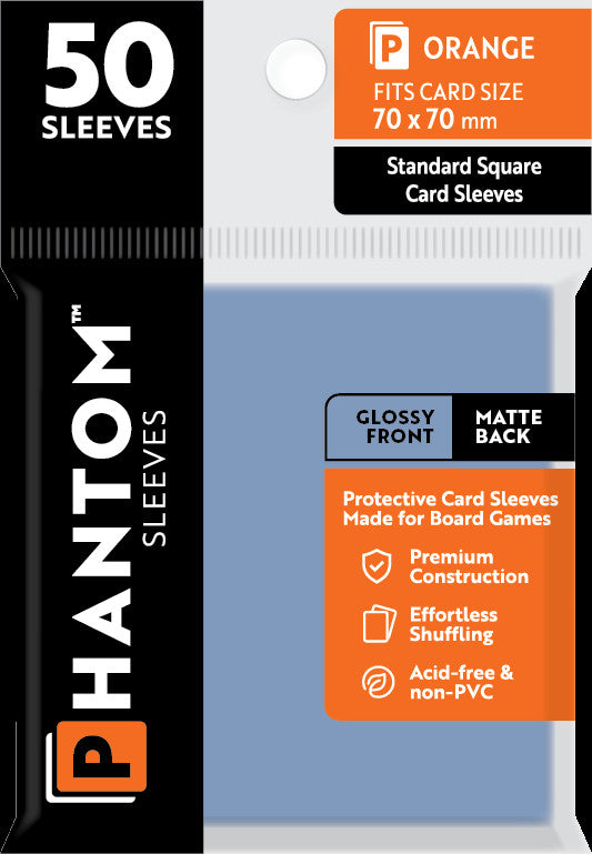 Phantom Sleeves: Orange Size (70mm x 70mm) - Gloss/Matte (50)