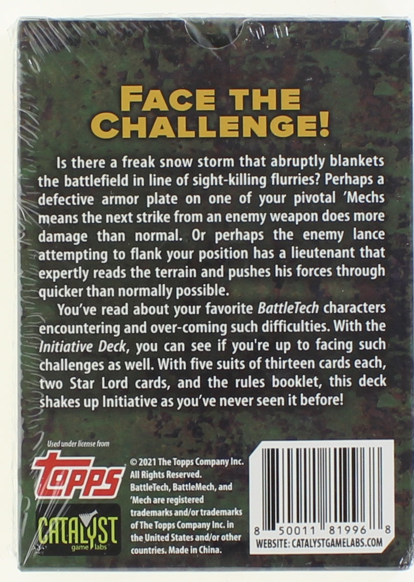 BattleTech Initiative Deck card game retail pack box back view with detail and barcode