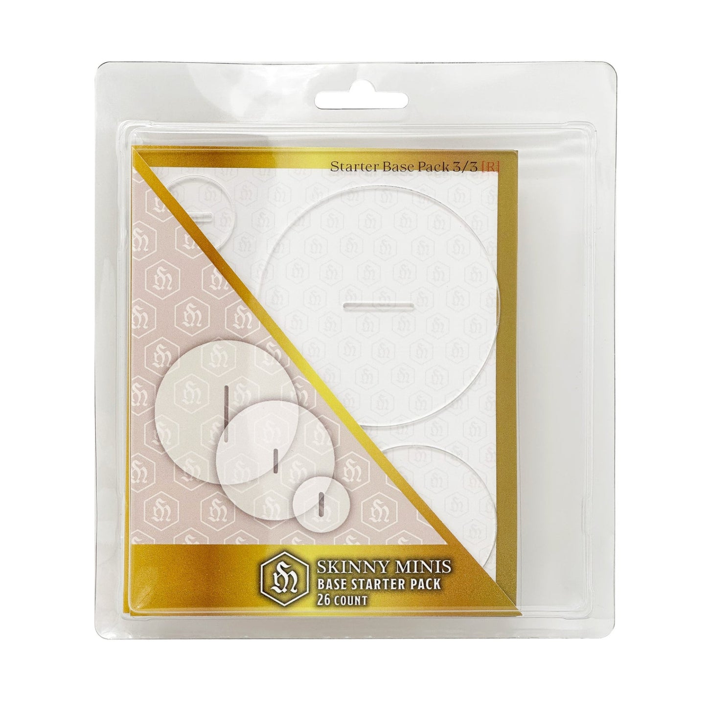 Skinny Minis Base Starter Pack, clear acrylic bases in blister pack, 26 count