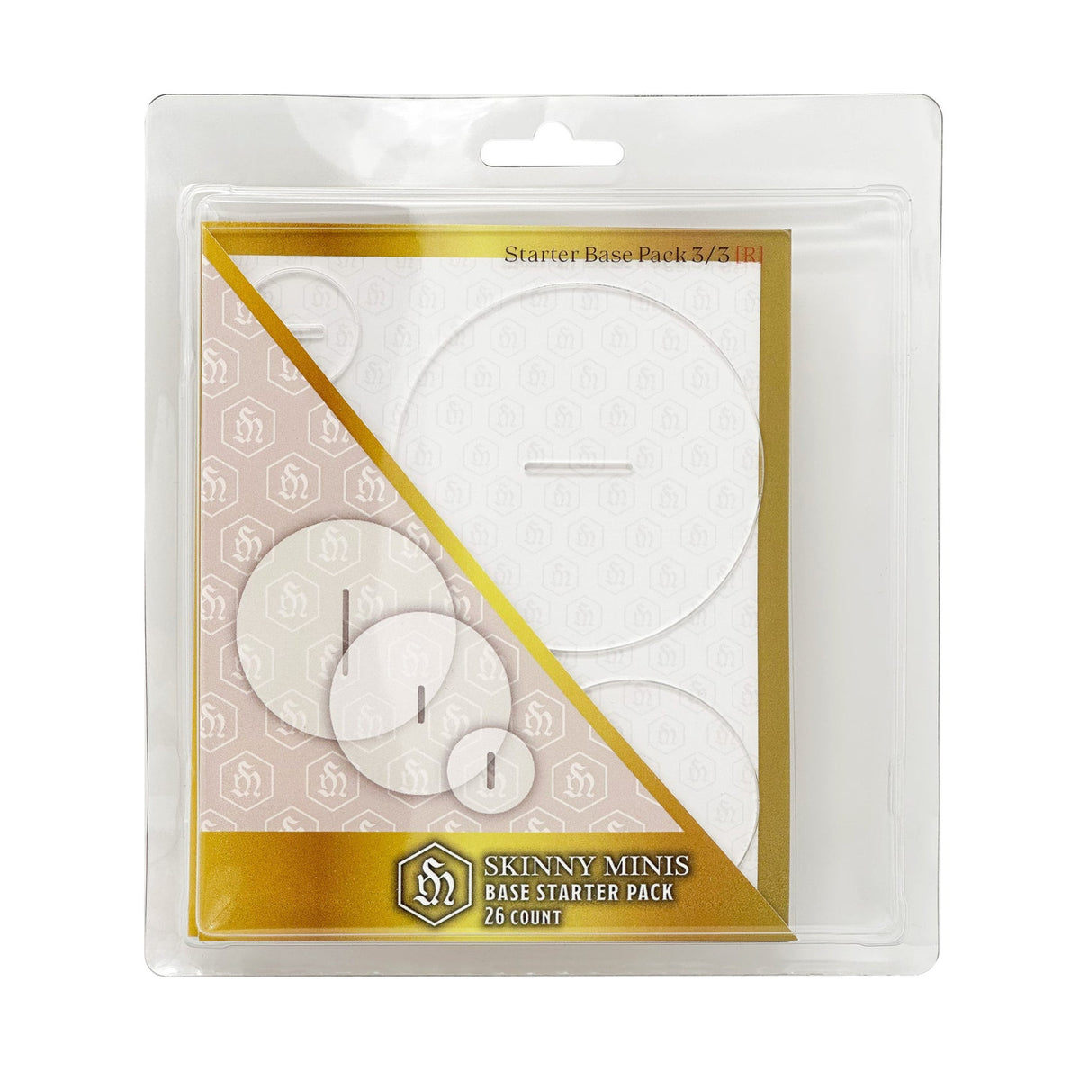 Skinny Minis Base Starter Pack, clear acrylic bases in blister pack, 26 count