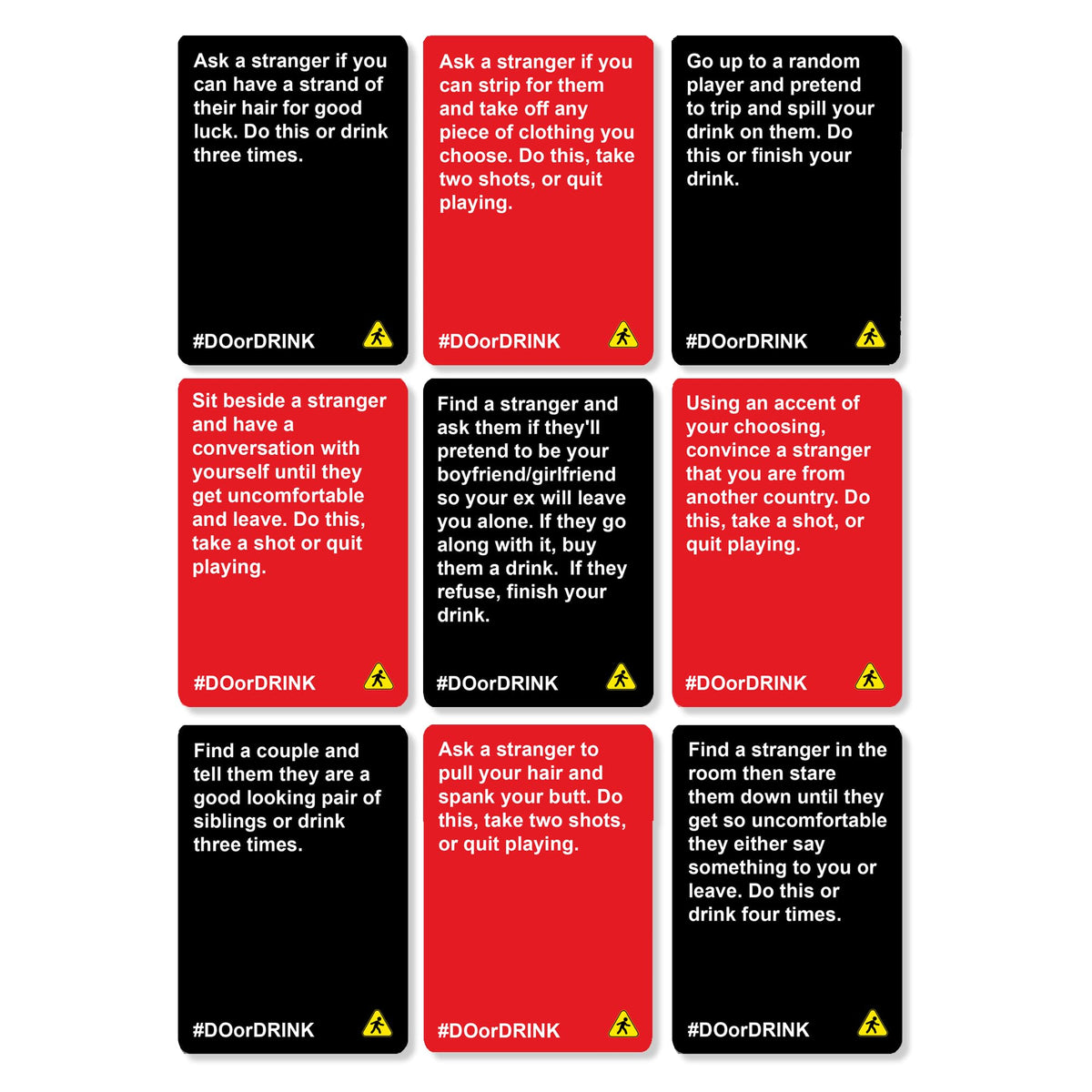 Game cards displayed with bold challenges