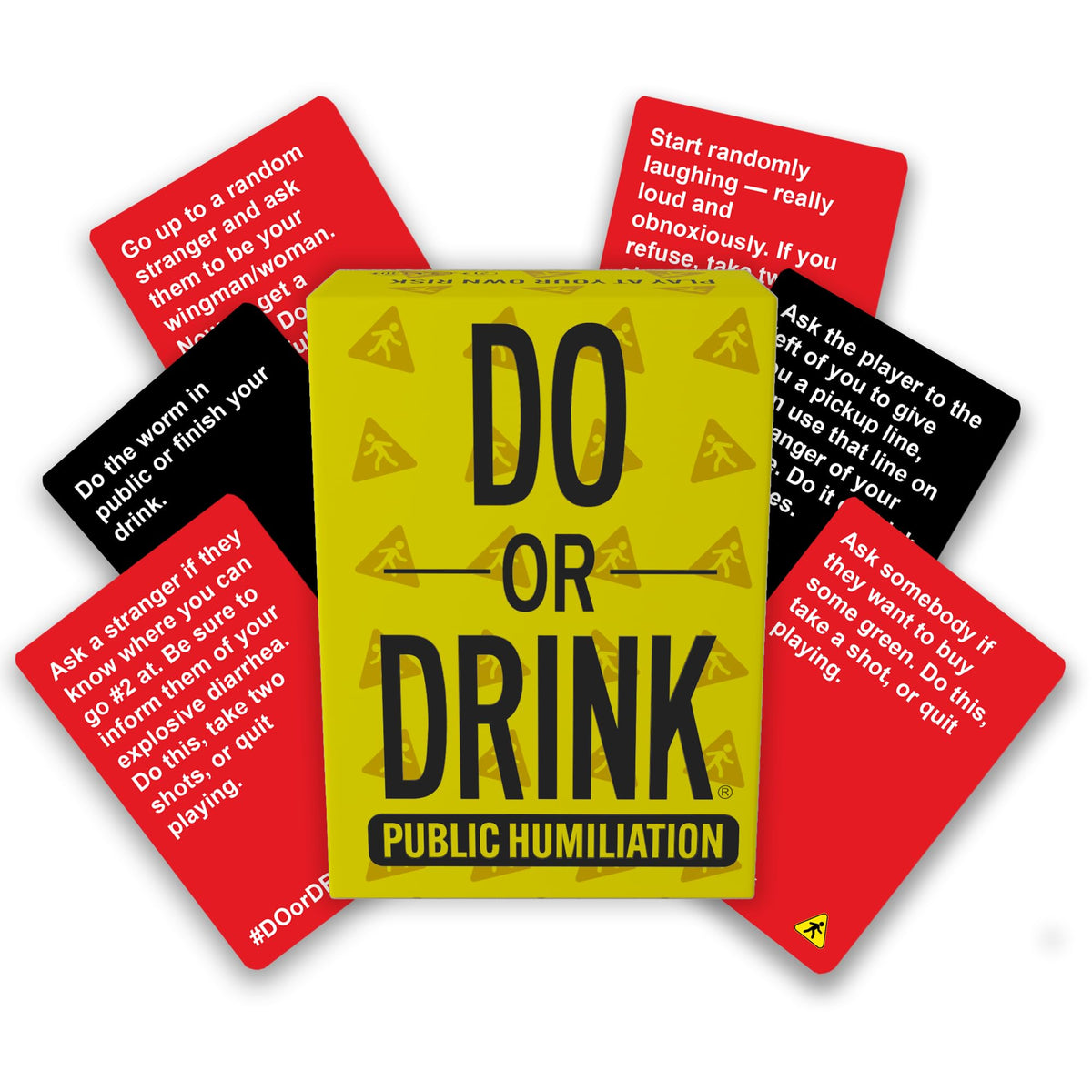 Multiple challenge cards and box from Do or Drink game set