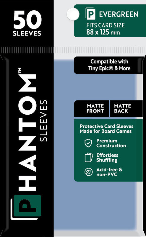 Phantom Sleeves, 50 Evergreen card sleeves, 88 x 125 mm, matte, acid-free