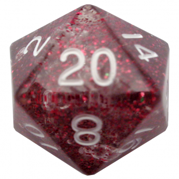 Metallic Dice Games 35mm Mega Acrylic d20 Dice: Ethereal Light Purple with White Numbers - Good Games