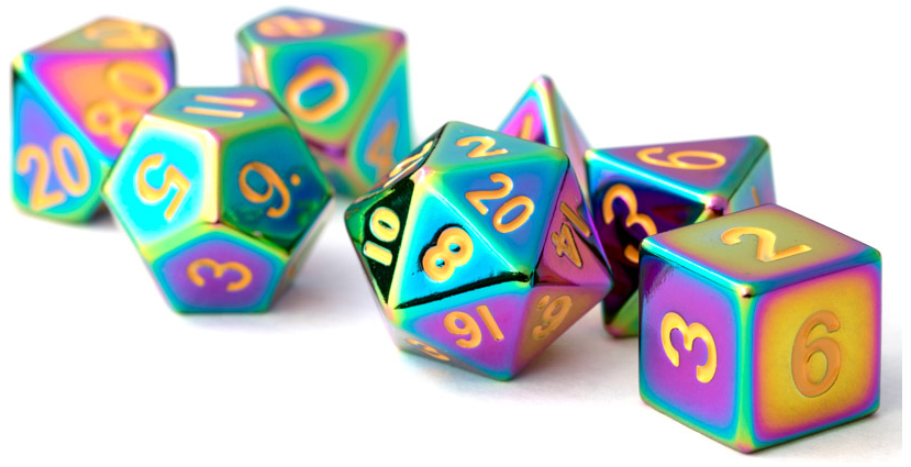 Metallic Dice Games - Metal Polyhedral Dice Set - Torched Rainbow