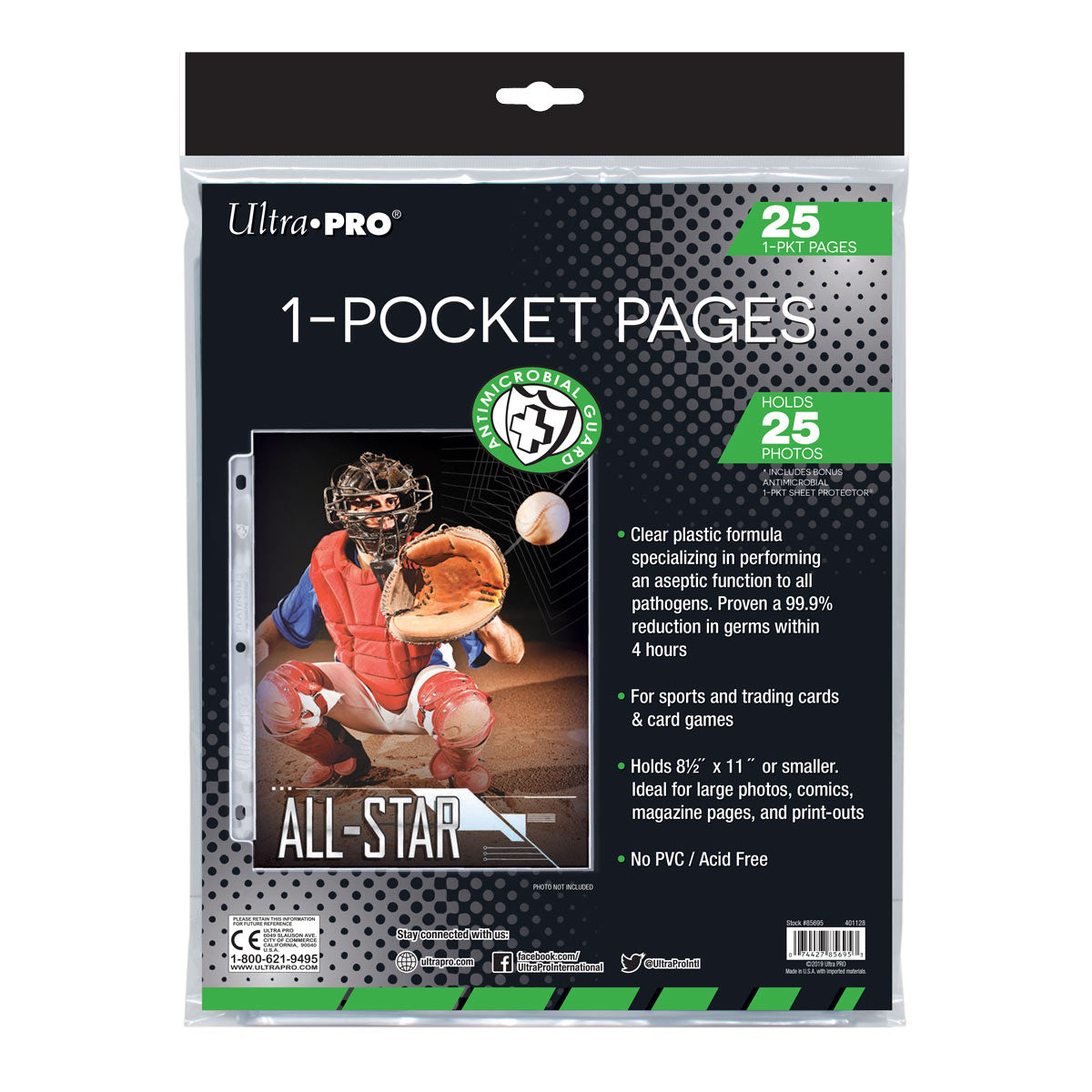 Ultra Pro - 1 Pocket Antimicrobial Page with 8-1/2"x11" Pocket