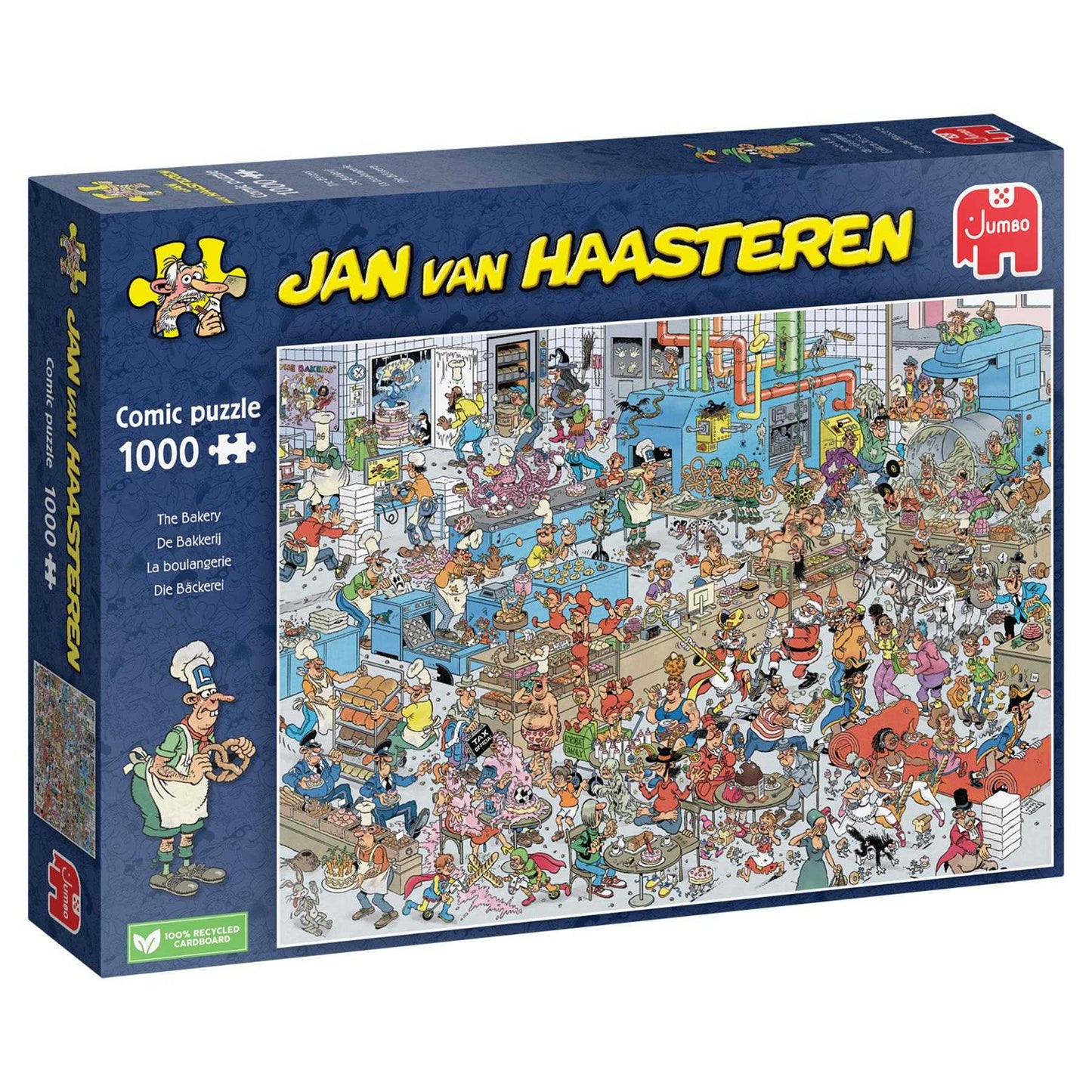 Jan van Haasteren The Bakery 1000 piece comic puzzle box displaying a wildly detailed illustration of kitchen chaos with dozens of cartoon characters