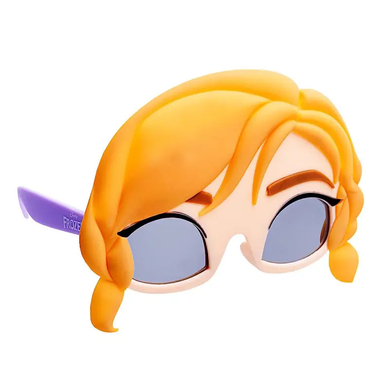 Disney Frozen Anna character sunglasses with orange braided hair detail