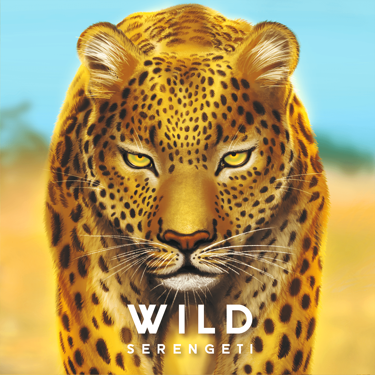 Close-up of the &quot;Wild Serengeti&quot; game box featuring a leopard illustration