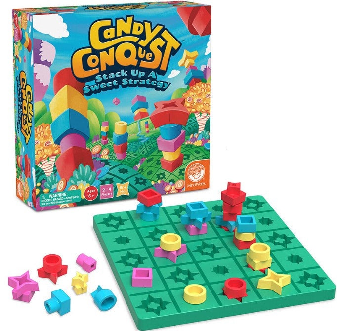 MindWare Candy Conquest game, colorful board game and stacking pieces