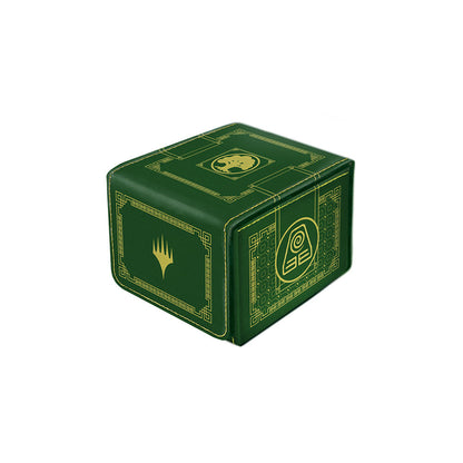 Dark green leatherette deck box with gold embossing, featuring the MTG logo and Avatar Earth Bending symbol