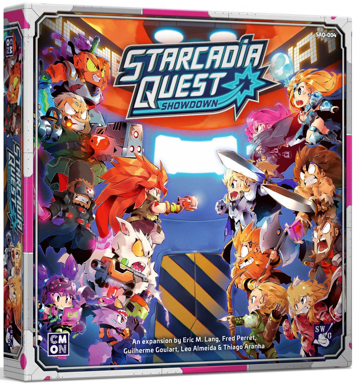 Front cover of Starcadia Quest: Showdown, featuring vibrant space battle artwork