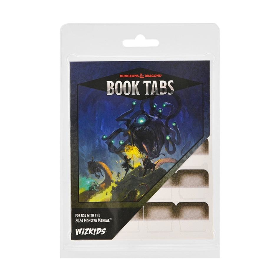 D&D Book Tabs package showing a Beholder monster battling adventurers. For the 2024 Monster Manual