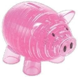 3D Pink Piggy Bank Crystal Puzzle - Good Games