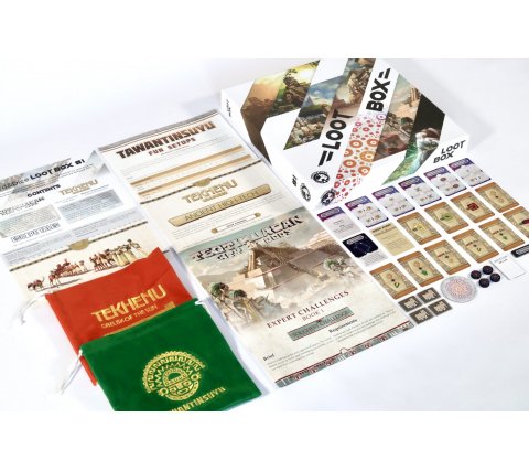 Open Loot Box #1 with visible board game items inside