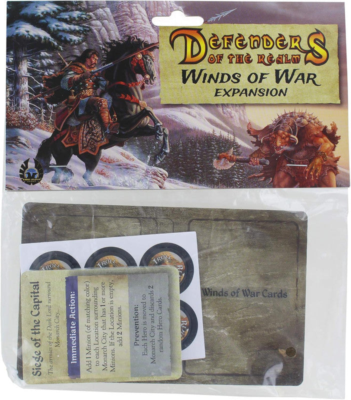 Defenders of the Realm Winds of War expansion pack with game cards and tokens