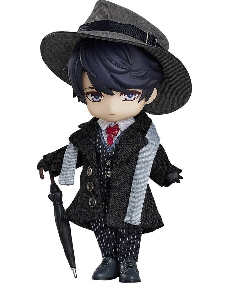 Nendoroid Victor in black suit with neutral expression and arms crossed