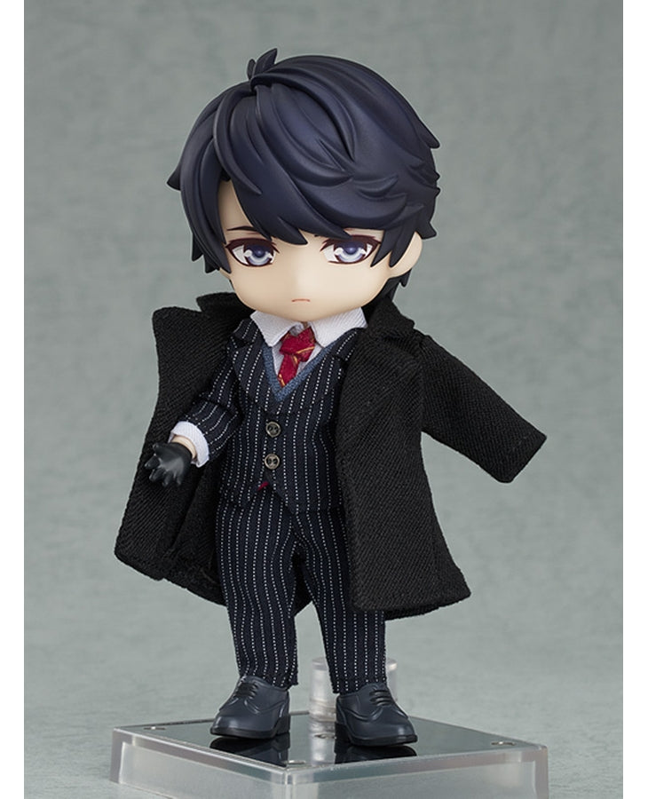 Nendoroid Victor sitting with coffee cup and smiling expression