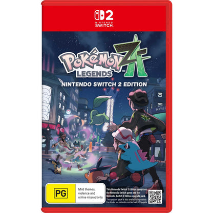Front cover of the red Nintendo Switch game case for Pokémon Legends Z-A featuring trainers and various Pokémon in a dark urban environment
