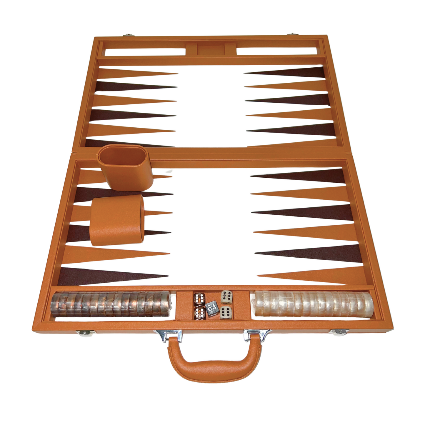 Dal Rossi Tan PU Leather Backgammon Set 18inch - Good Games