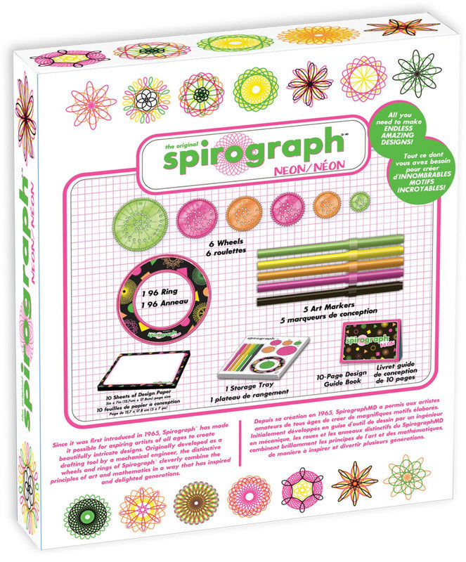 Spirograph Neon creative drawing Tool Set packaging back view