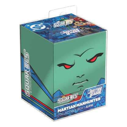 Martian Manhunter collectible box (Squareees Justice League), showing his green face with red eyes
